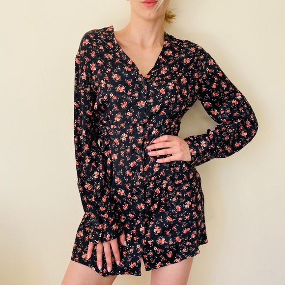 NWT Zara Long Sleeve Floral Print Mini Dress - Picture 1 of 11
